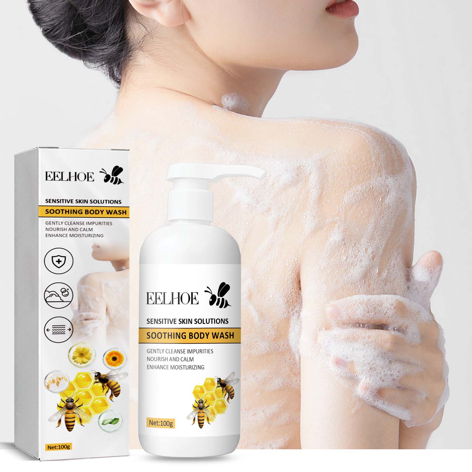 Honey Shower Gel Deeply Cleanses, Moisturizes, Rejuvenates And Relieves Red, Dry And Itchy Skin