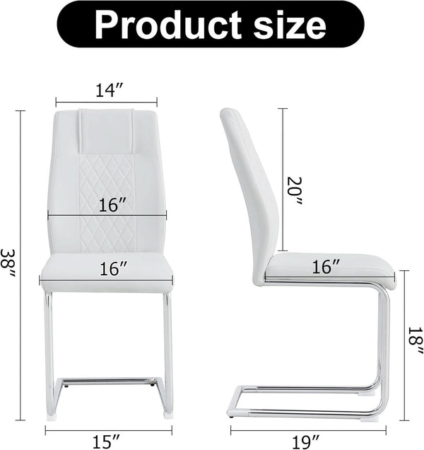 White Faux Leather Dining Chairs Four Pack Chrome Finish