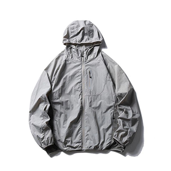 Camouflage Spliced Thin Hooded Sun Protection Clothing Men's Outdoor Sports Reflective Design Casual Jacket Trendy