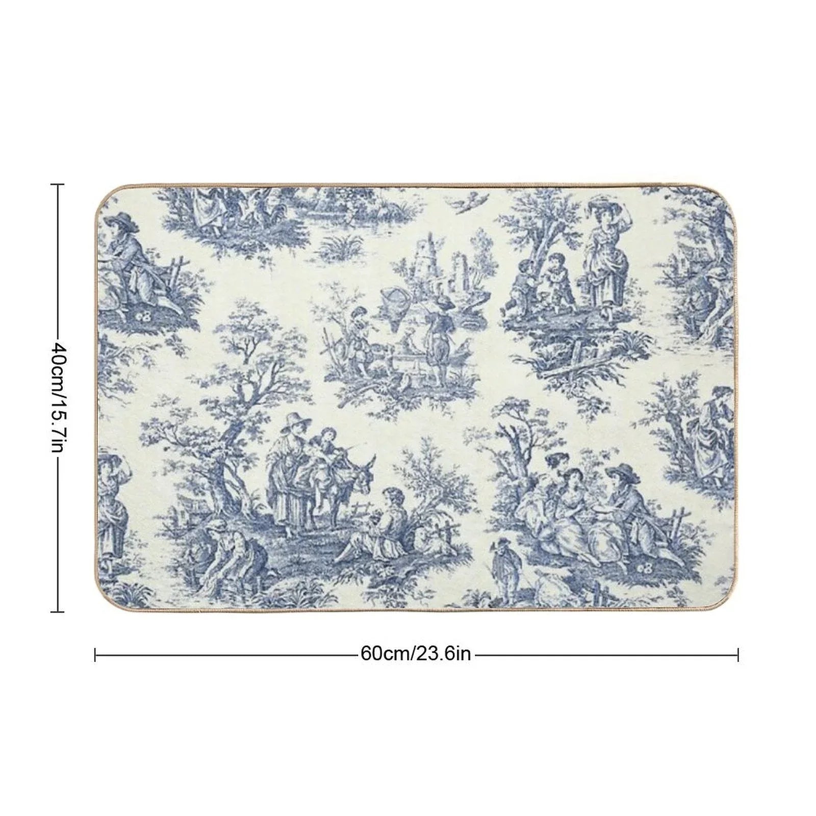Powder Blue French Toile Picnic Designs Bath Mat