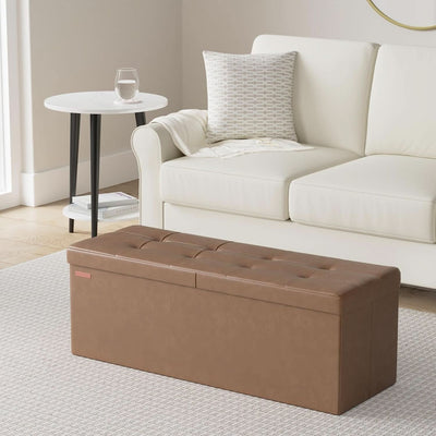 43 Inch Premium Synthetic Leather Ottoman Bench With Lid