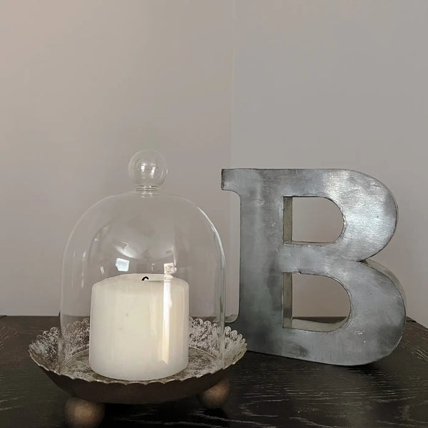 Cloche Candle Holder with Metal Plate