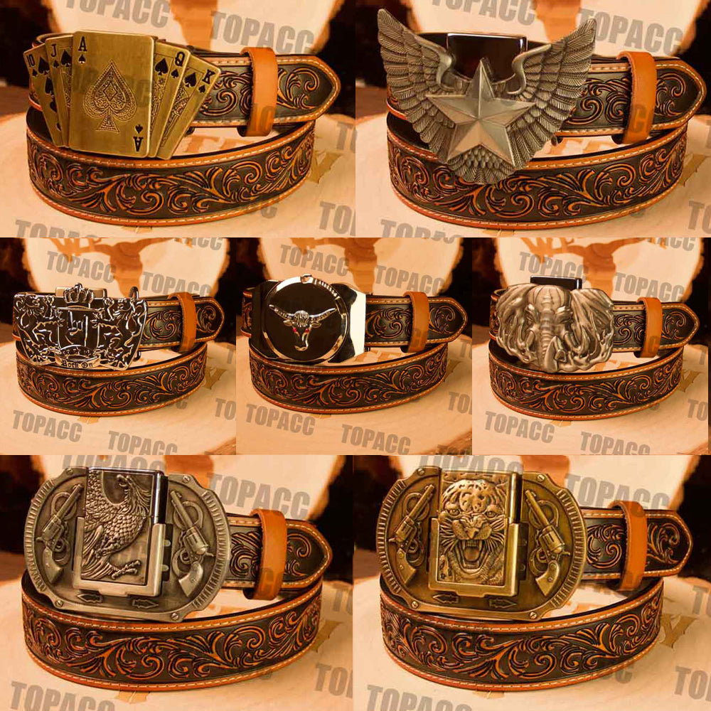 Brown Belt with Vintage Lighter Buckle