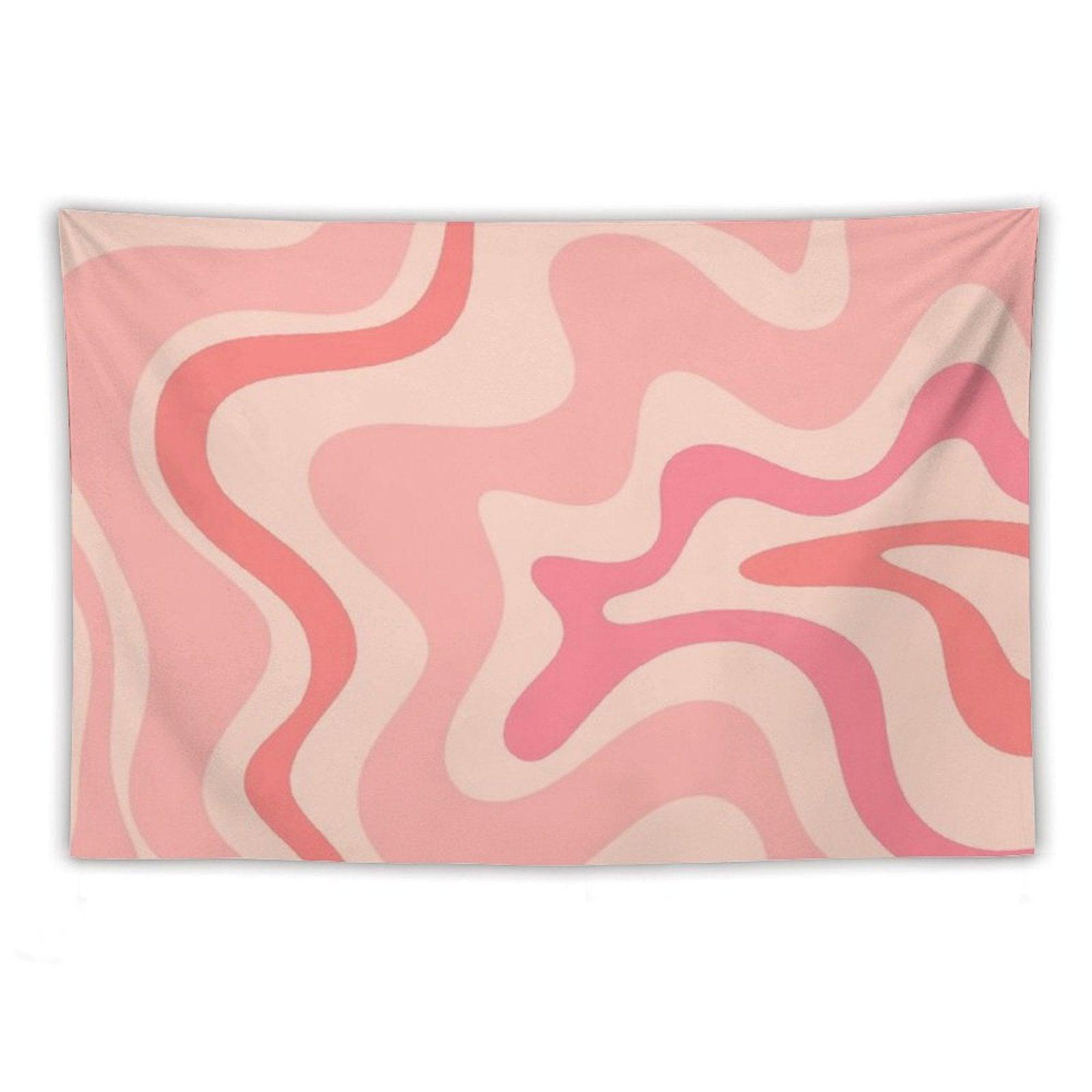 Liquid Swirl Retro Contemporary Abstract in Soft Blush Pink Tapestry