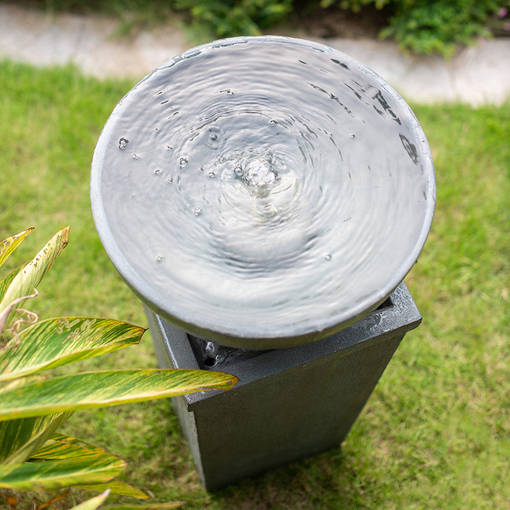 Resin Zen Bowl Pedestal Outdoor Fountain 44 Inch