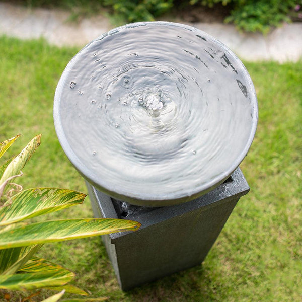 Resin Zen Bowl Pedestal Outdoor Fountain 44 Inch