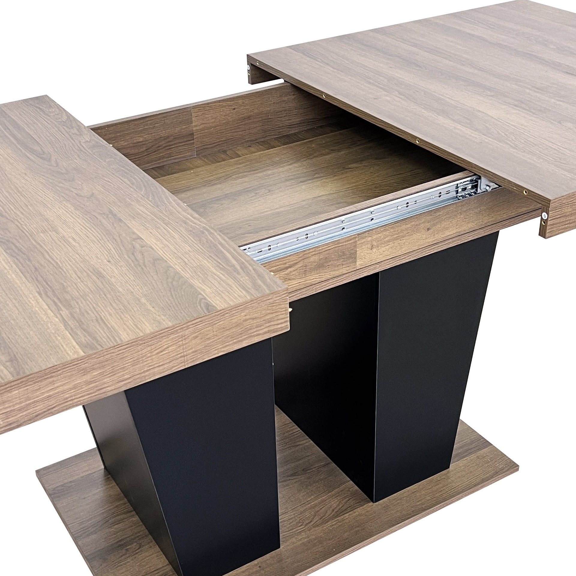 Beige and Brown Extendable Dining Table