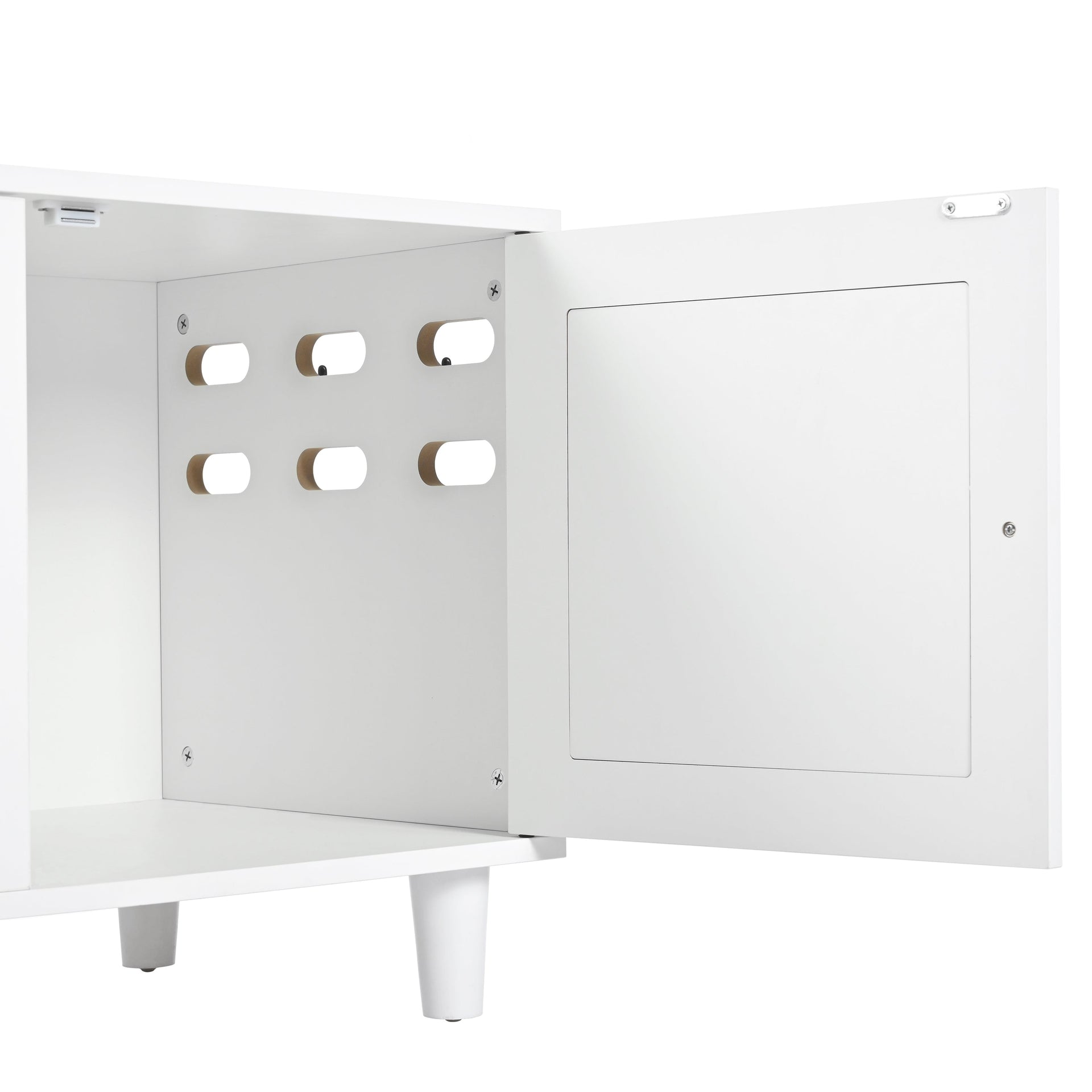 Furniture Style Cat Cabinet Cream White Cat Litter Box with Sisal Scratching Door MDF