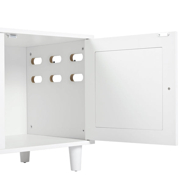 Furniture Style Cat Cabinet Cream White Cat Litter Box with Sisal Scratching Door MDF