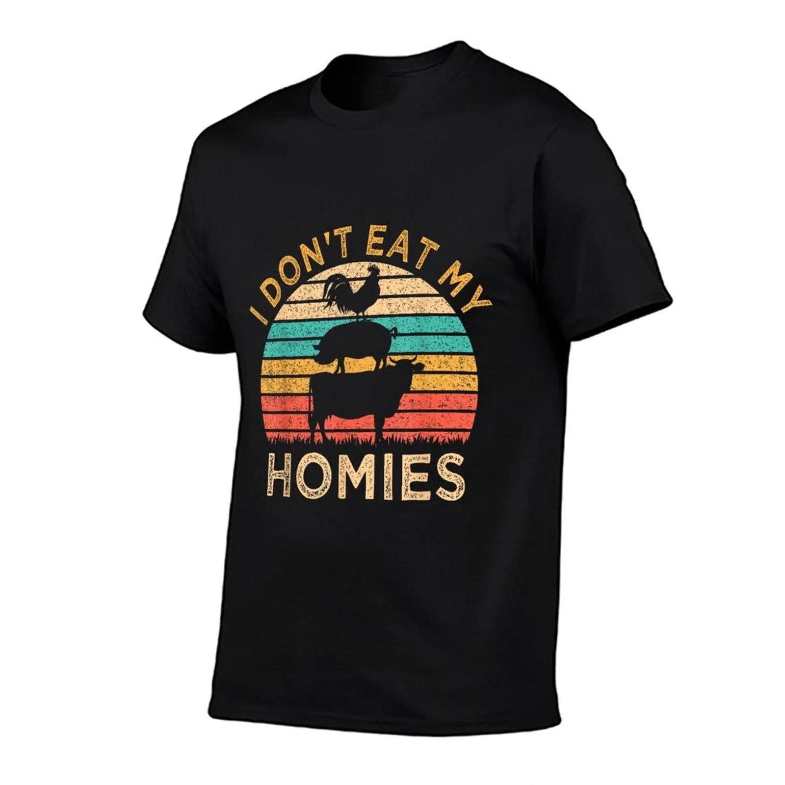 Vegetarian I Don't Eat My Homies Funny Vegan Retro T-Shirt
