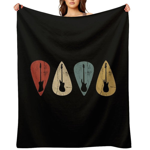 Bass Guitars Picks Retro Velvety-soft Throw Blanket