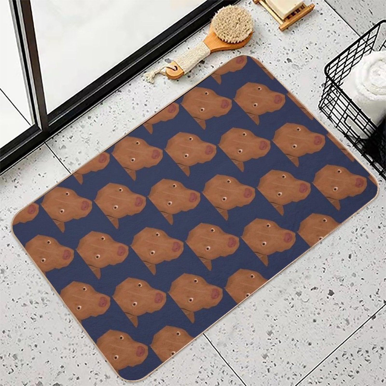 Cute Red Nose Pitbull Portrait - Vector Art Bath Mat