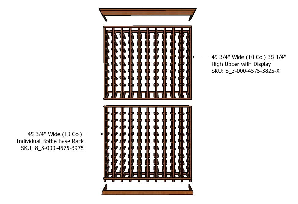 Multi Column Wine Racking System Customizable Bottle Storage with Presentation Row Display Holds 190 Bottles