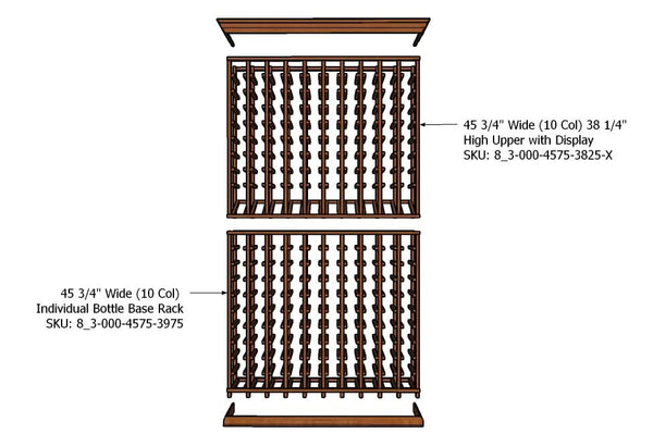 Multi Column Wine Racking System Customizable Bottle Storage with Presentation Row Display Holds 190 Bottles