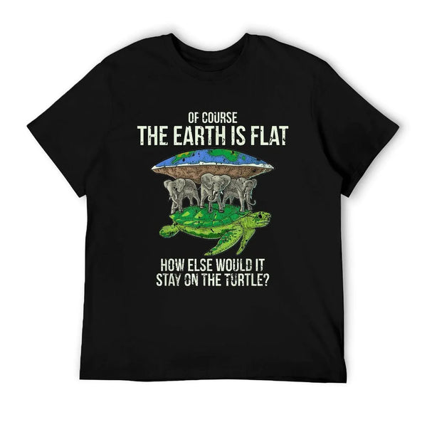 Flat Earth Society T Shirt Turtle Elephants Men Women Gift T-Shirt