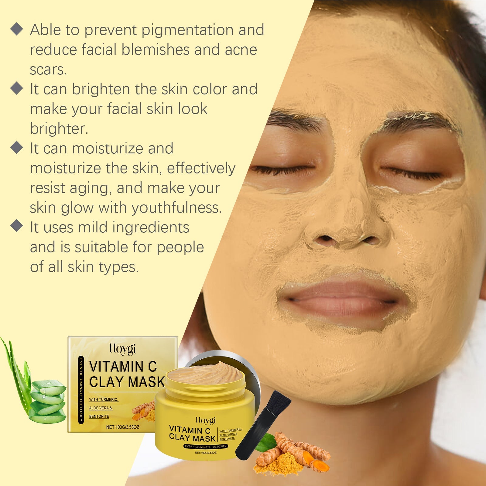 Vitamin C Turmeric Mud Mask Gently Improves Darkness Deep Cleansing Radiance Moisturizing Mask
