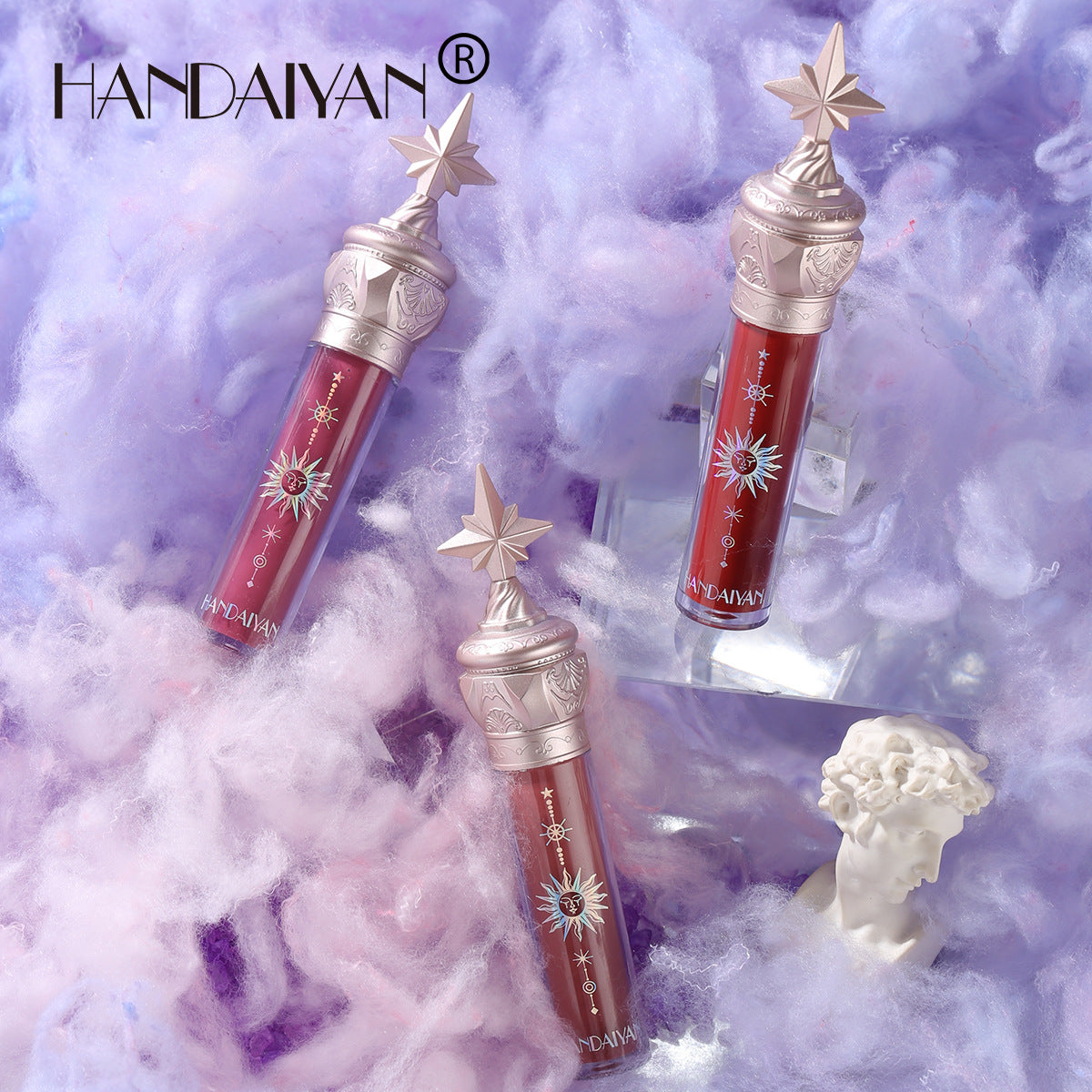 HANDAIYAN Small Star Stick Lip Gloss Lipstick Water Light Film Mirror Lip Glaze Glass Lip Gloss Moisturizing Lasting Not Easy To Fade