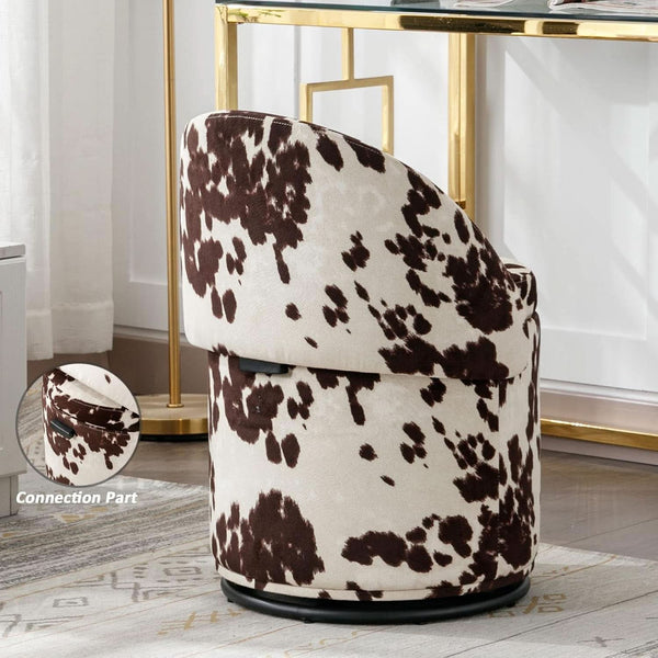 Rotating Brown Storage Ottoman With Hidden Compartment