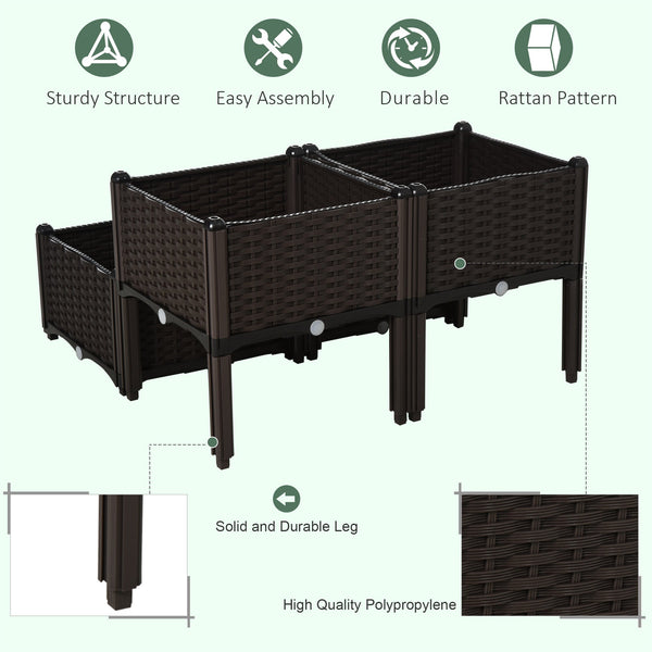 Outsunny 4 Piece Raised Garden Bed with Legs, Self-Watering Planter Box