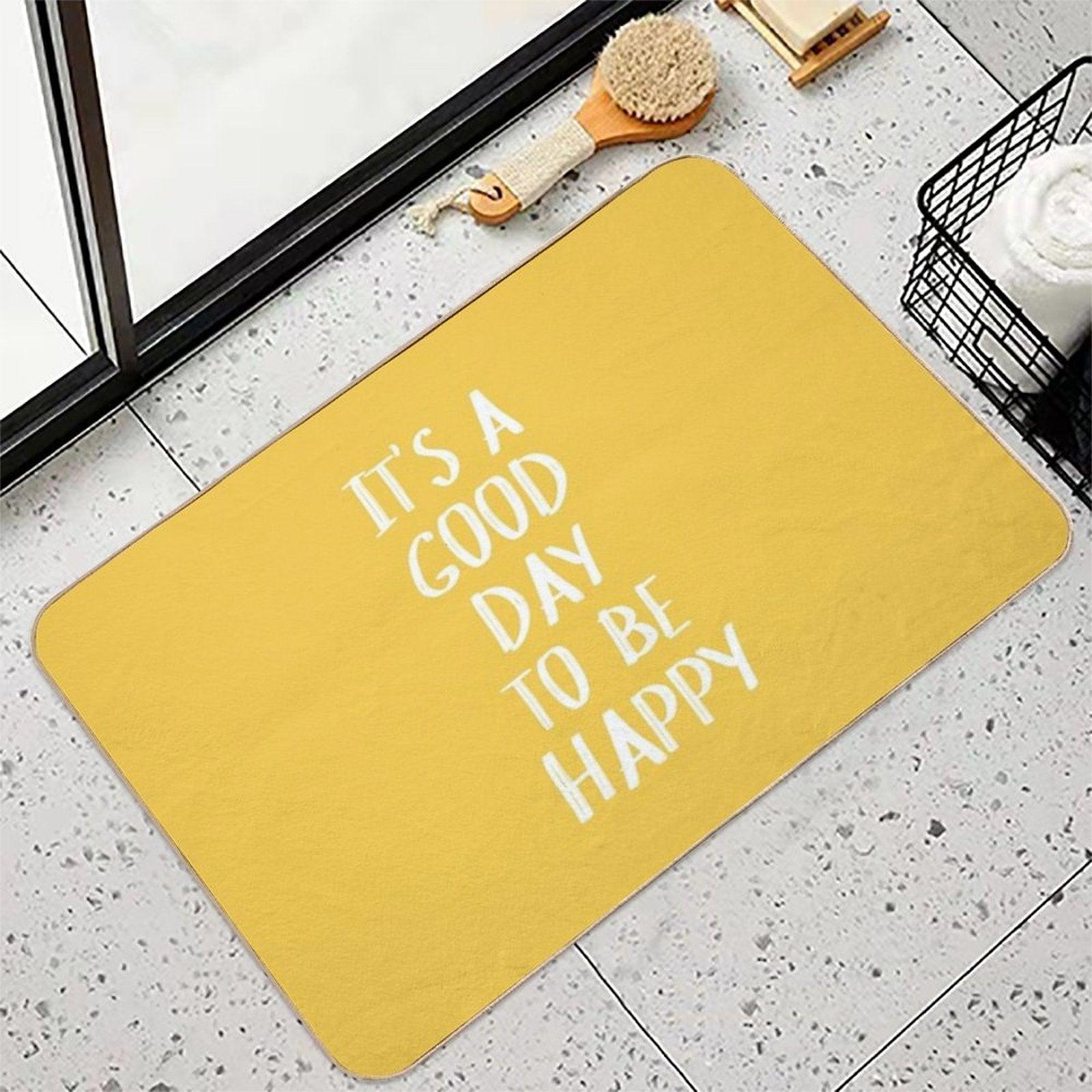 It's A Good Day to Be Happy in Yellow Bath Mat