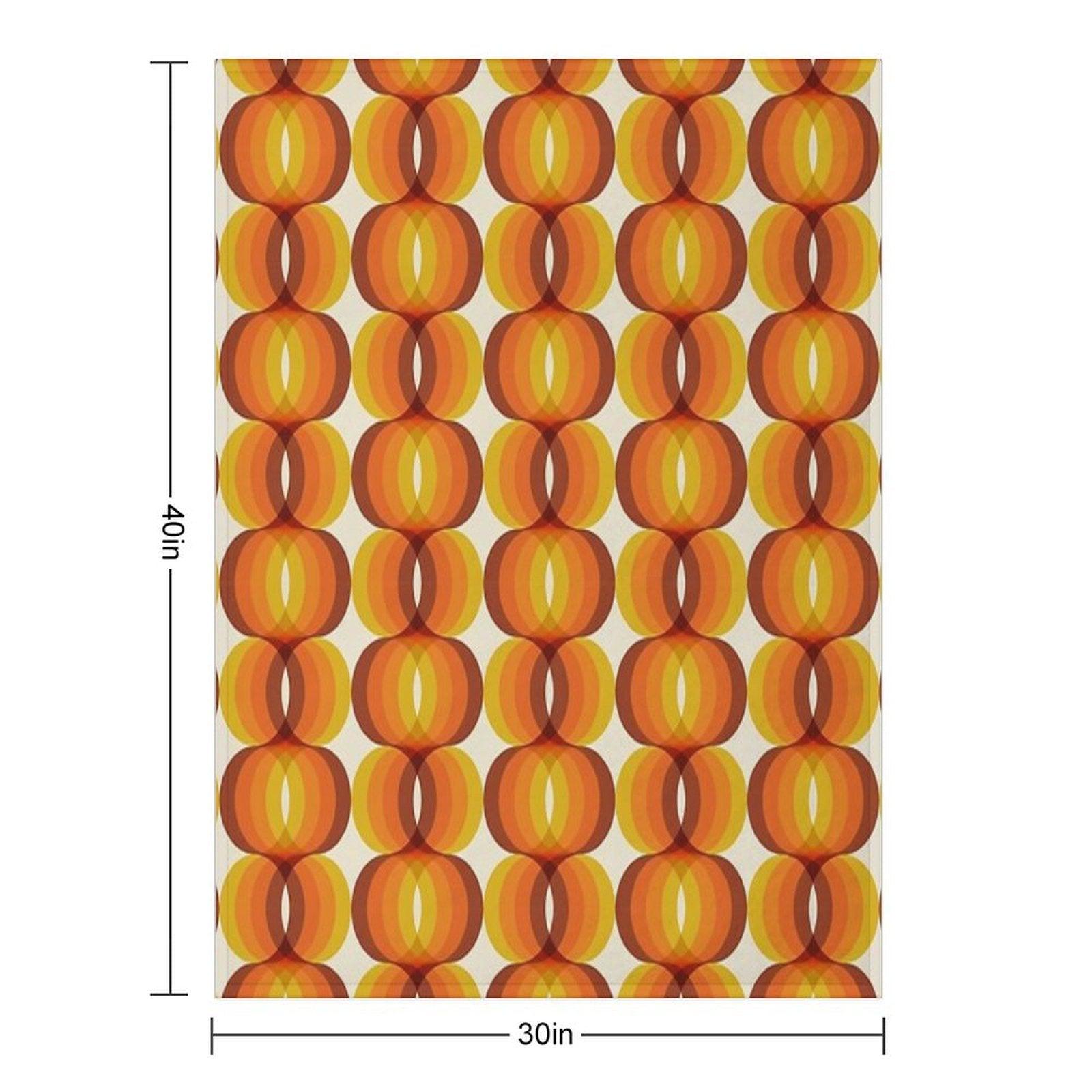 Orange, Brown, And Ivory Retro 1960s Wavy Pattern Throw Blanket