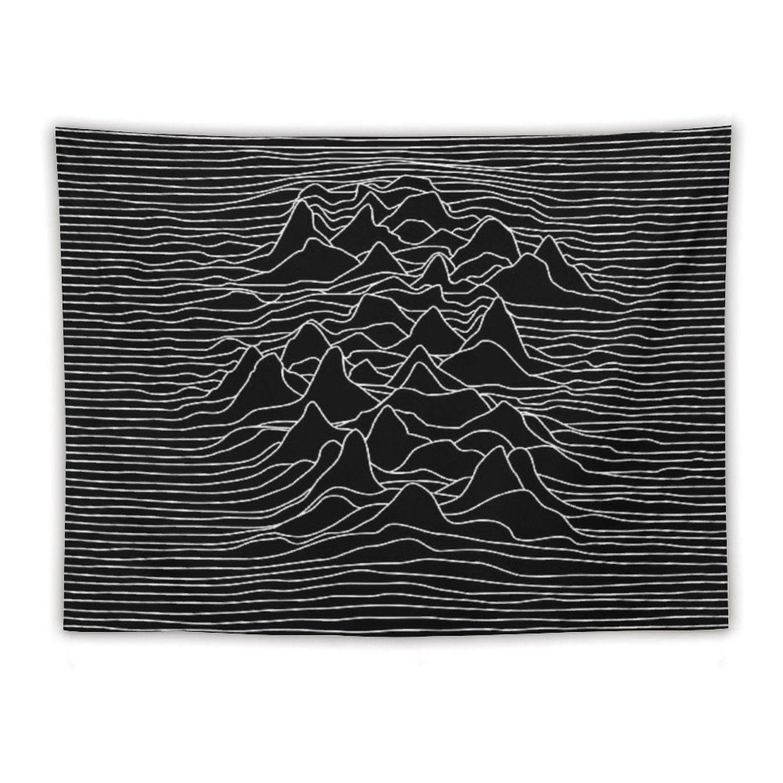 Black And White Illustration - Sound Wave Graphic  - Black Tapestry