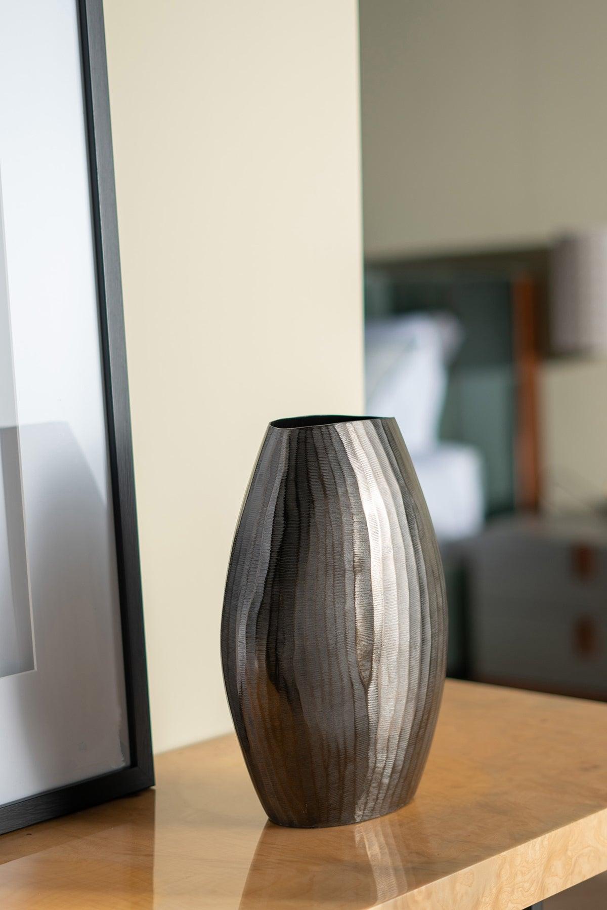Modern Oval Metallic Accent Vase