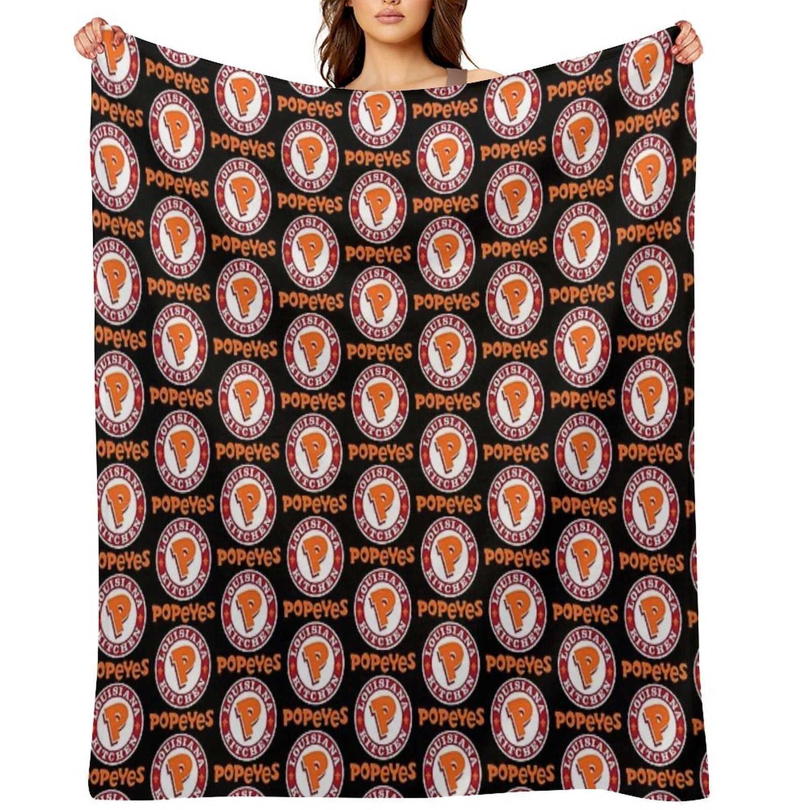 Louisiana Kitchen Popeyes Classic Logos Premium Throw Blanket