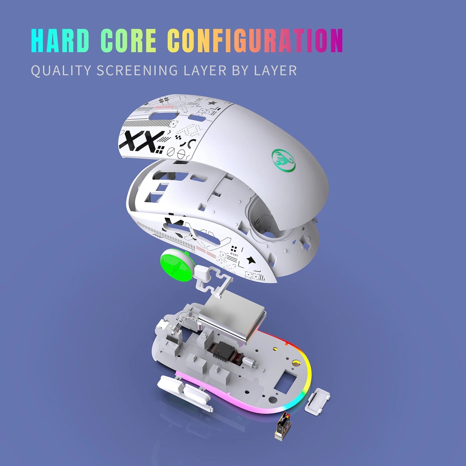 hxsj T90 2.4G Wireless Mechanical Mouse RGB Gaming Mouse Ergonomic 10 Million Keystroke 3600DPI Mouse 11 RGB Lighting Modes Mice