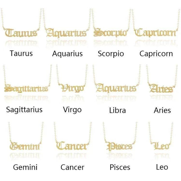 Old English Zodiac Necklace - Gifts for You 'n Me