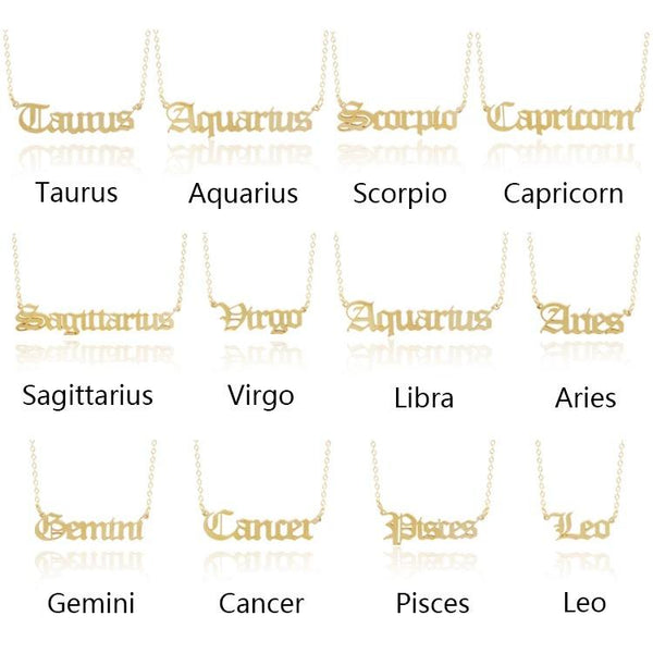 Old English Zodiac Necklace