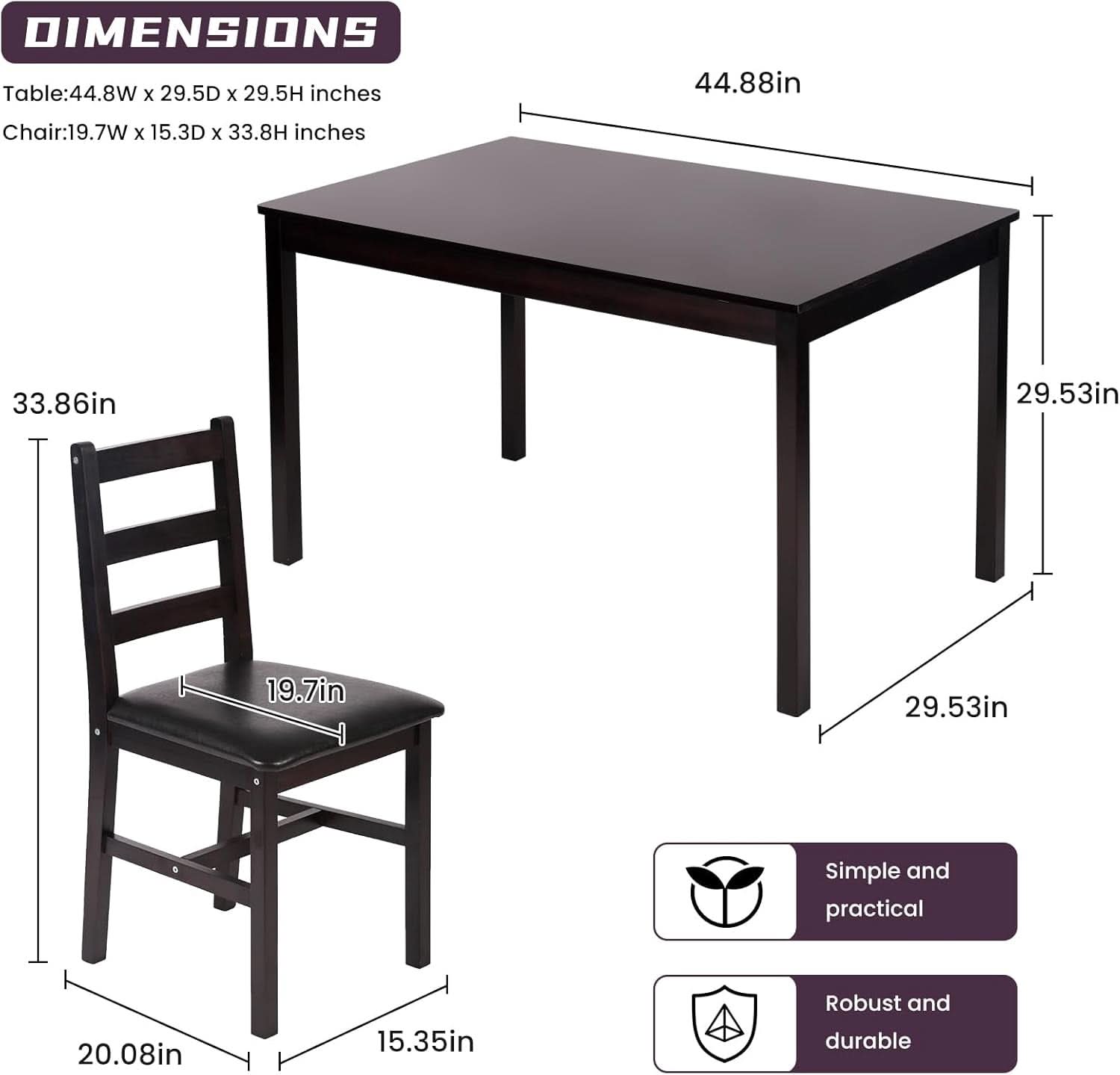 Brown Premium Five Piece Dining Table Set Apartment