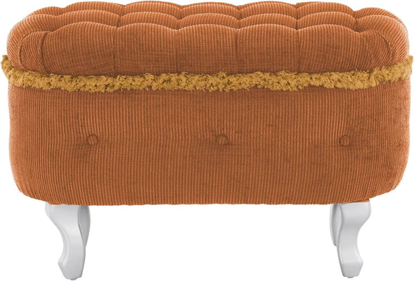 Orange Upholstered Storage Ottoman for Living Room