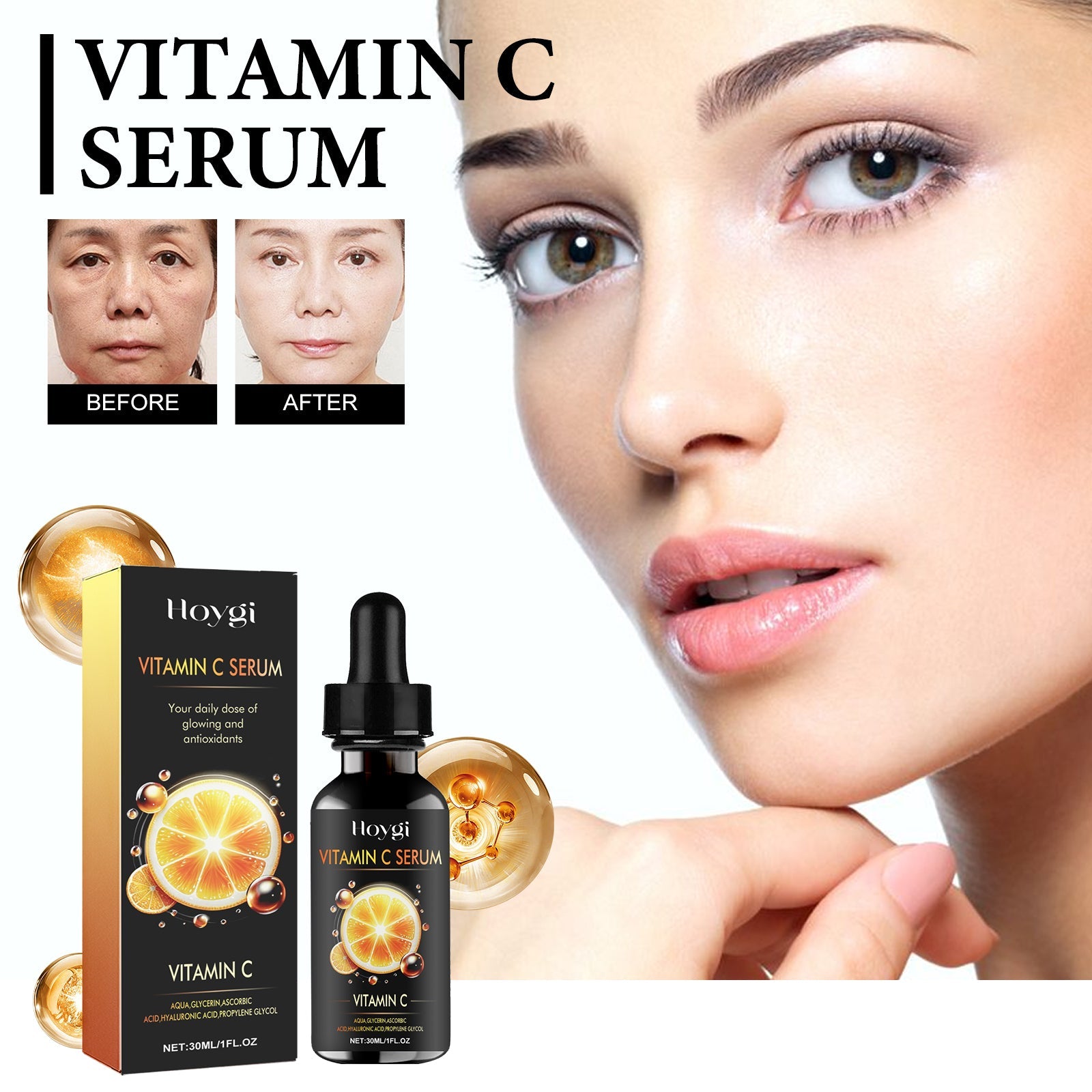 Vitamin C Serum, Deep Moisturizing And Moisturizing Whitening Essence For Subtle Spots And Fine Lines