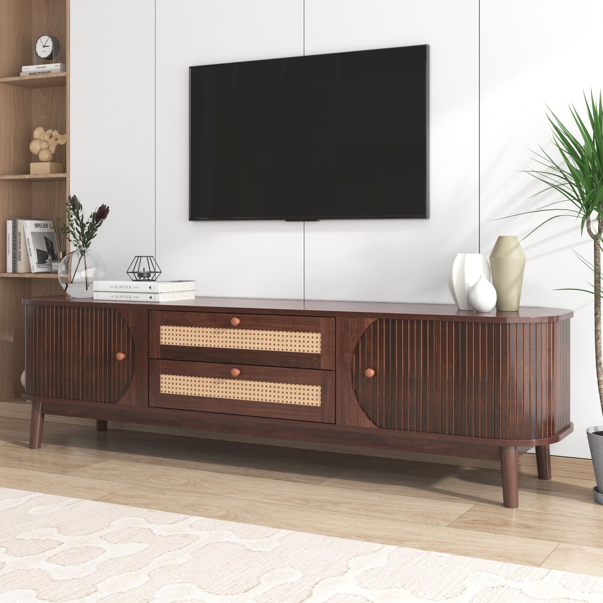Modern Farmhouse Rattan TV Stand BLAKHOM