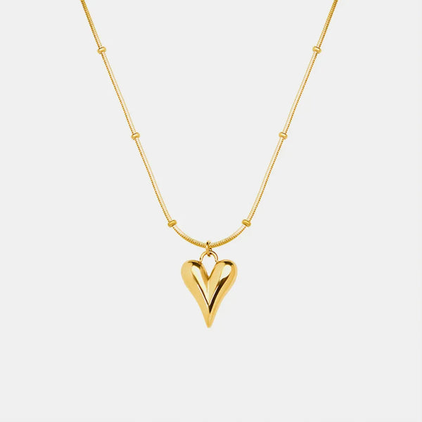 Fashionable and minimalist heart-shaped necklace with titanium steel plated 18K real gold necklace