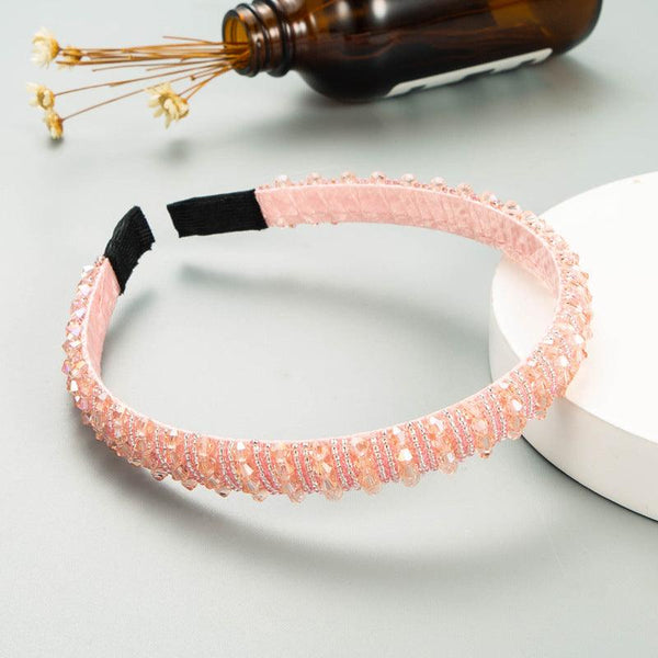 Hair Hoop Hand-Woven Beaded Headband Female Baroque Sponge Hair Bundle Korean Face Wash Hair Accessories
