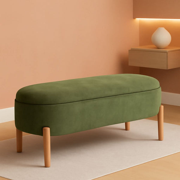 Green Oversized Storage Solution Bench Ottoman Bedroom