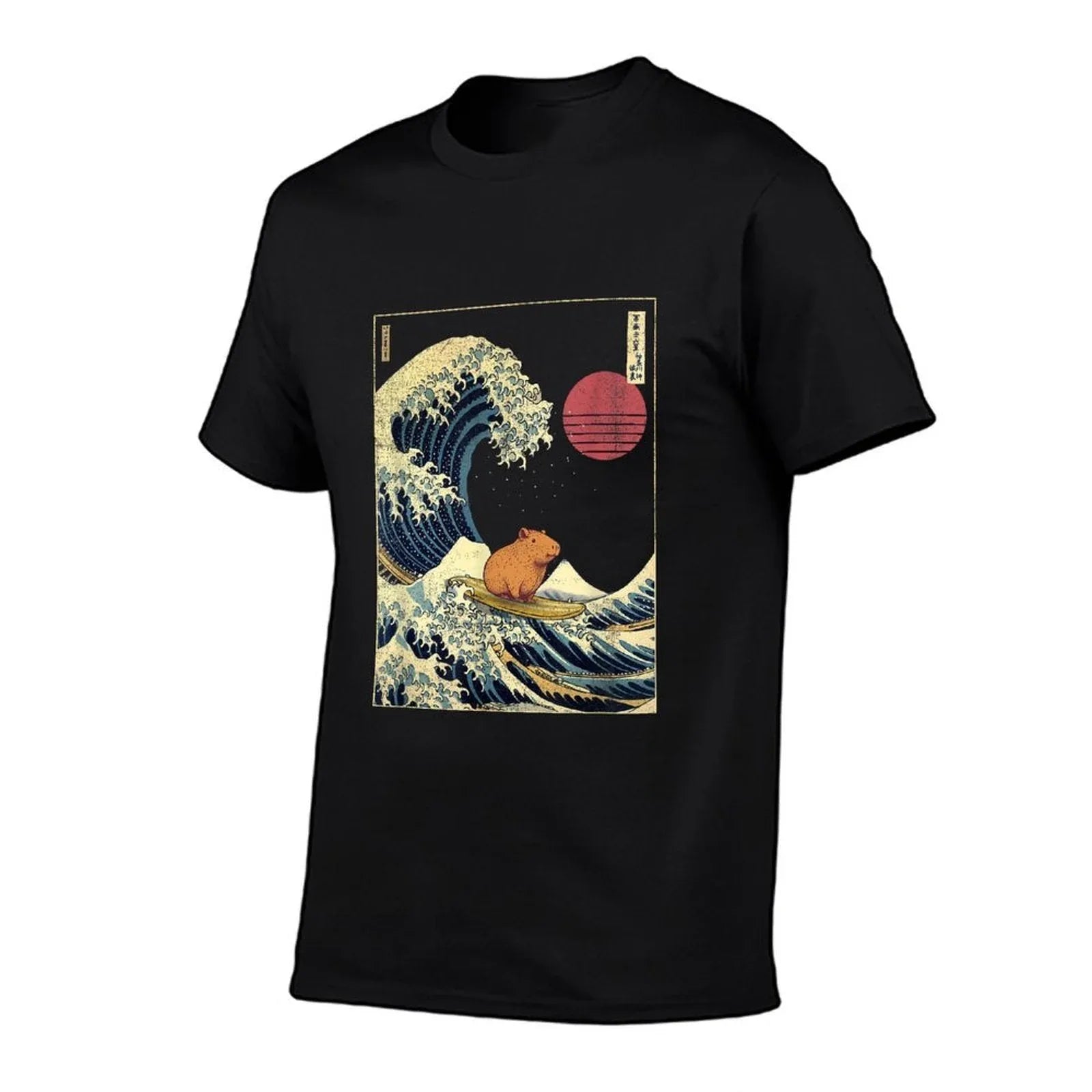 Capybara Japanese Kanagawa Wave Funny Surf Animal  Odor-resistant T-Shirt