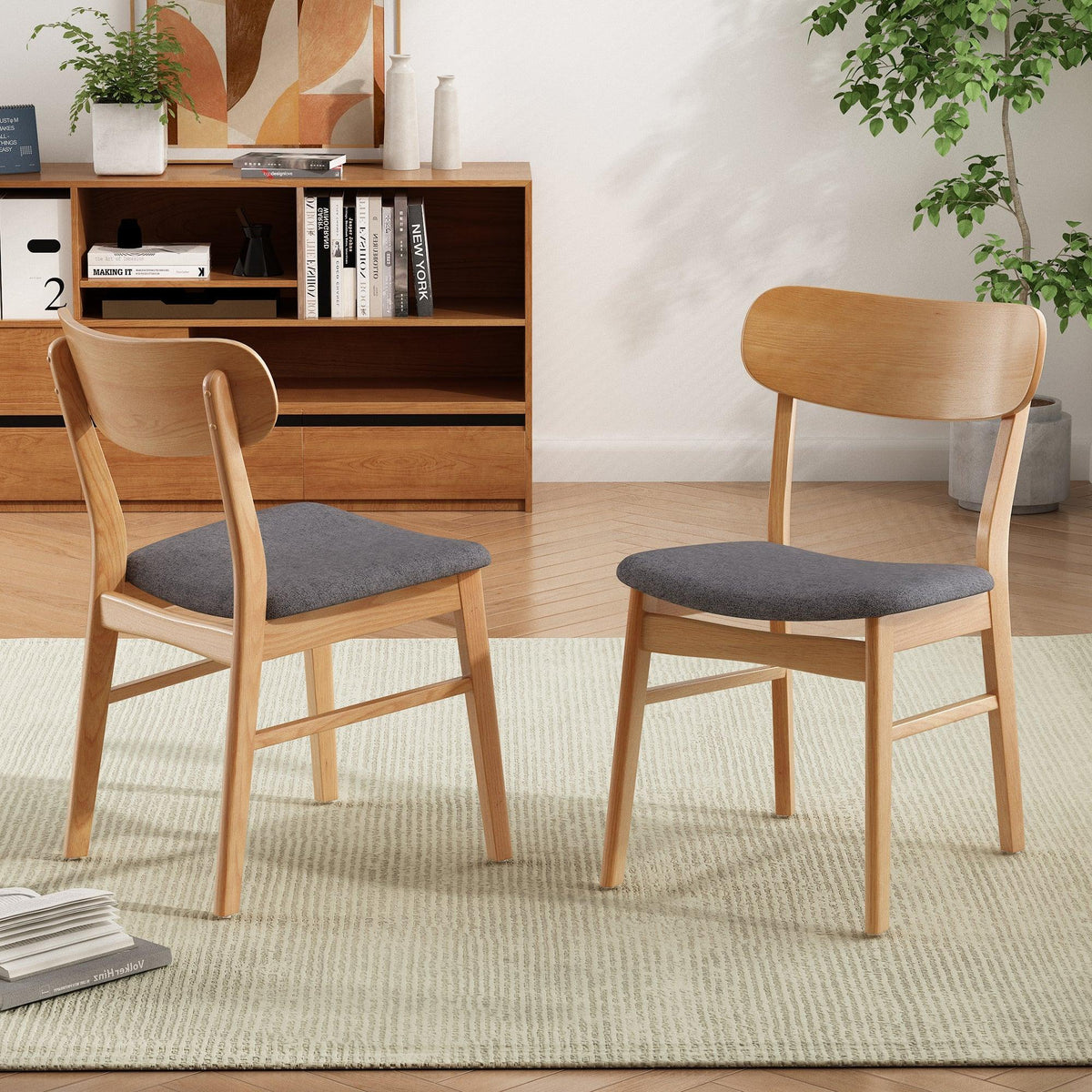 Upholstered Chenille Fabric Dining Chair Set of 2