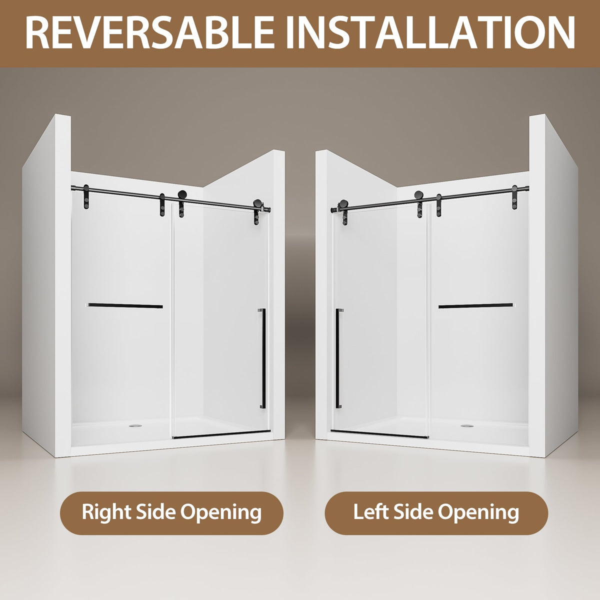 Matte Frameless Sliding Shower Door 56