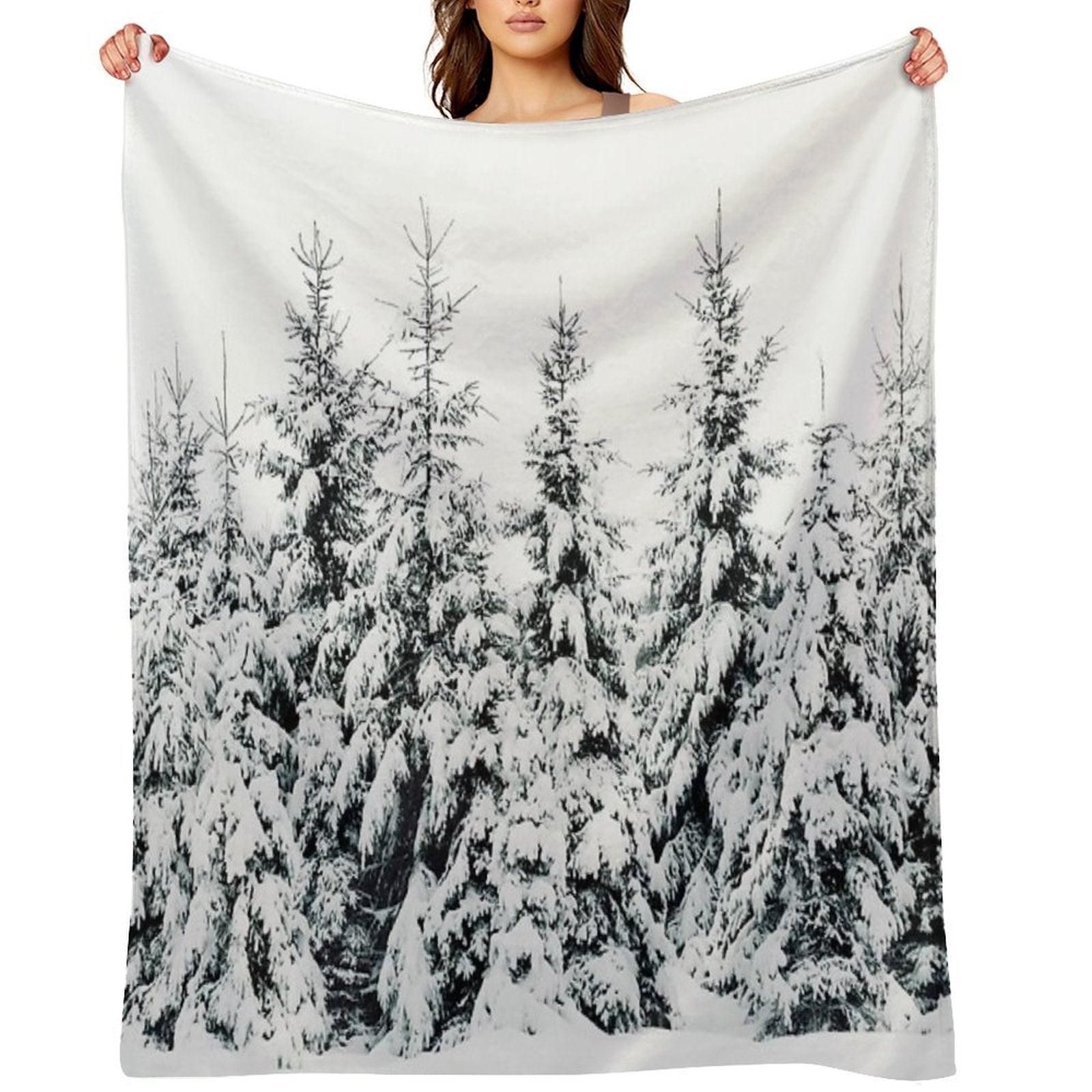 Snow Porn  Misty Moody Foggy Milky Winter Wonderland Forest With Cascadia Trees Covered In Magic Fog Throw Blanket