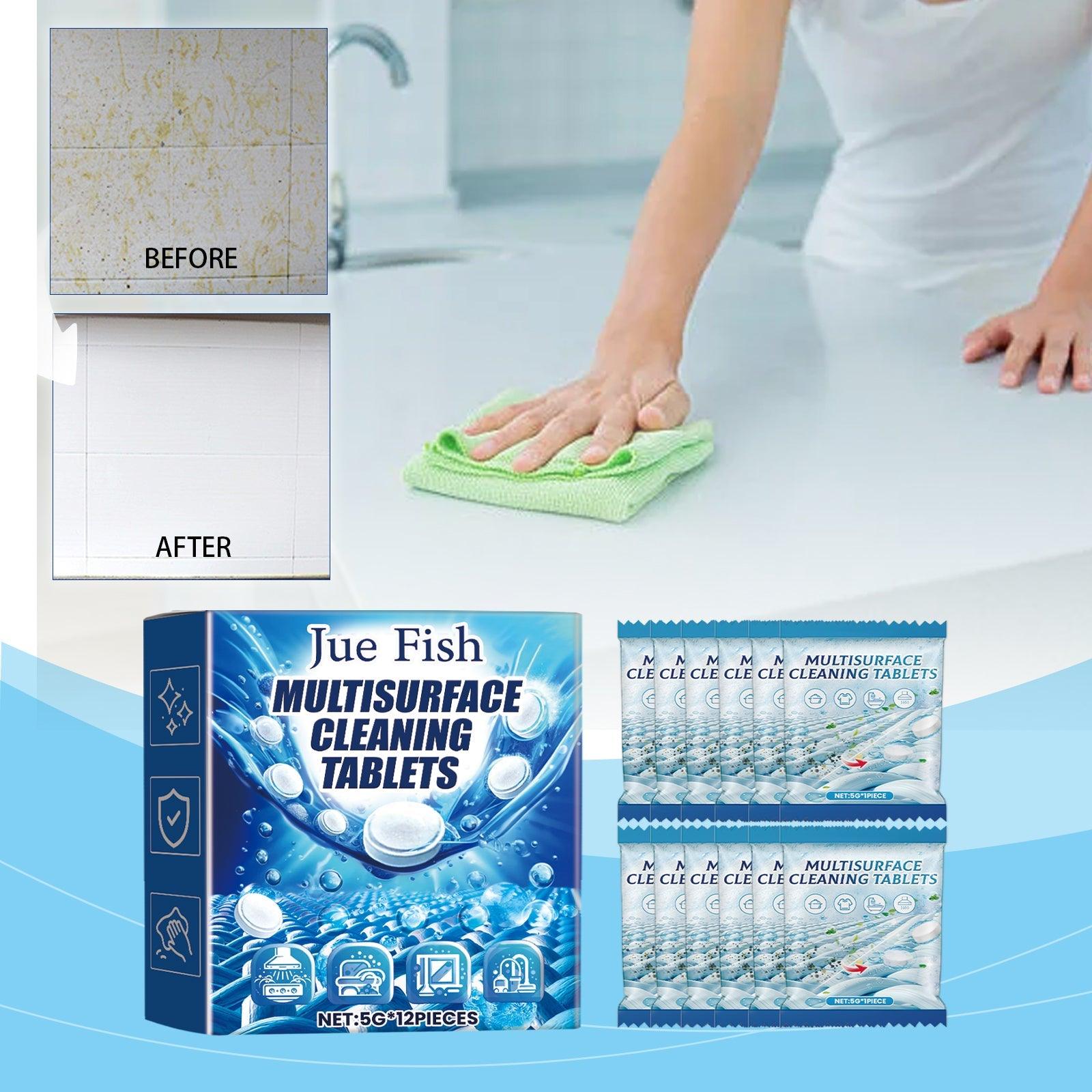 JUE FISH MultiSurface Cleaning Tablets, Kitchen Heavy Oil And Dirt Cleaning Stain Cleaner Effervescent Tablet