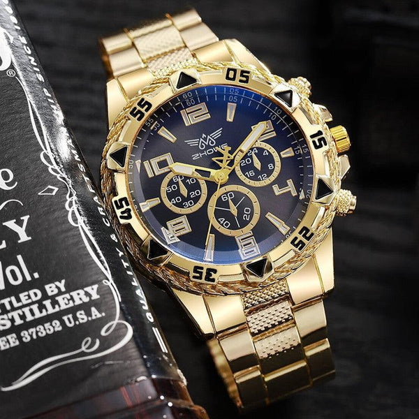 Men's casual sports men's watch steel strap quartz watch large dial