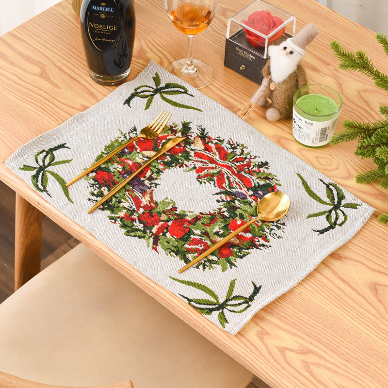 Christmas New Decorative Products Knitted Fabric Meal Mat Creative Knitted Meal Mat Tablecloth Elderly Tree Meal Mat