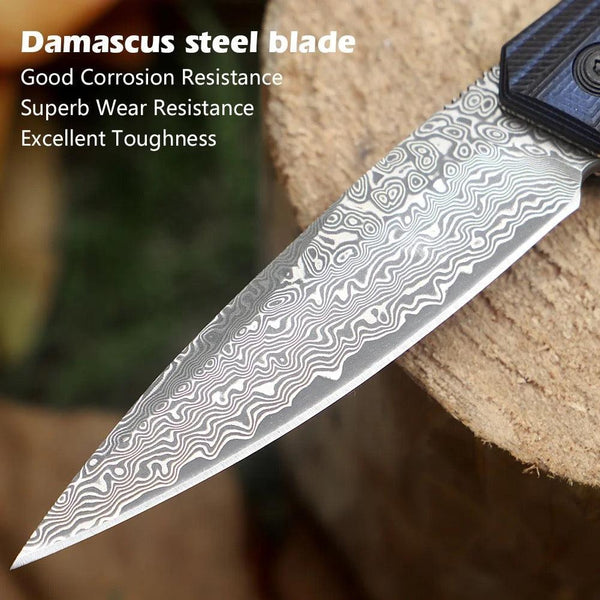 Erebus Japanese Gentleman's Knife with VG-10 Damascus, G10 Handle & Leather Sheath