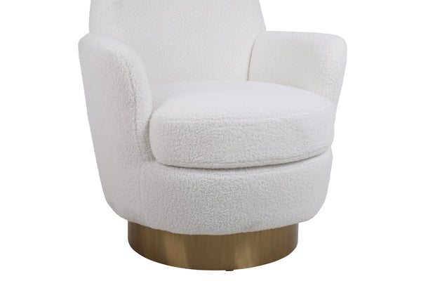 White Velvet Swivel Barrel Chair