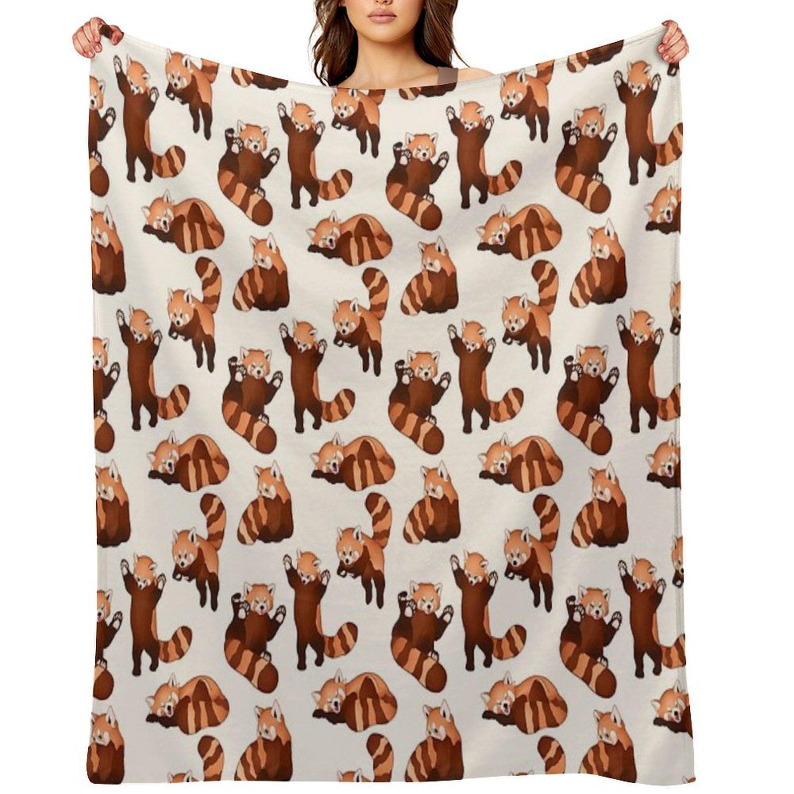 Red Panda Pattern Throw Blanket