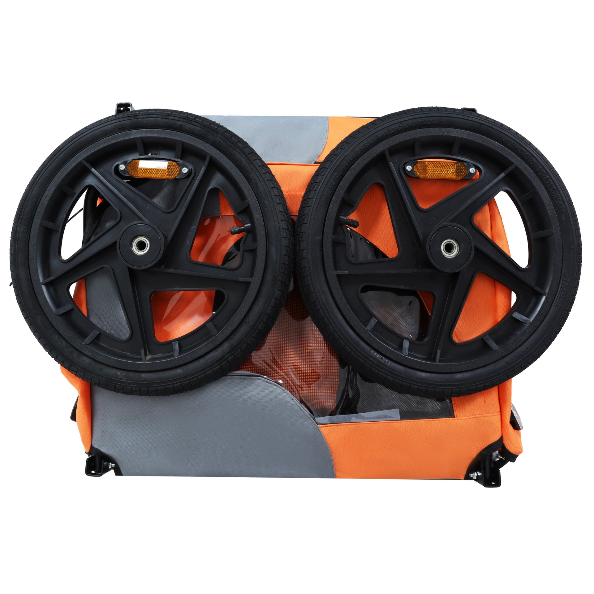 Outdoor Heavy Duty Collapsible Pet Bike Trailer with 16-Inch All-Terrain Wheels & Universal Hitch – Foldable Dog/Cargo Carrier Cart for Bicycles, orange