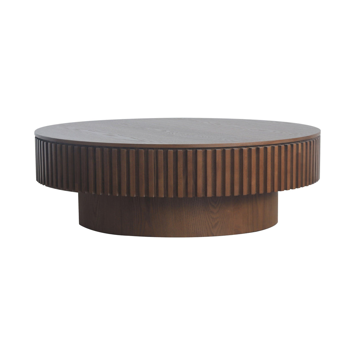 Modern Walnut Round Mushroom Coffee Table with Hidden Storage